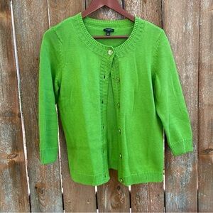 TALBOTS Women’s Green 3/4 Sleeves Button-Up Sweater Cardigan Medium Petite